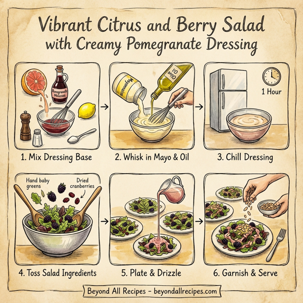 Vibrant Citrus and Berry Salad with Creamy Pomegranate Dressing instructions