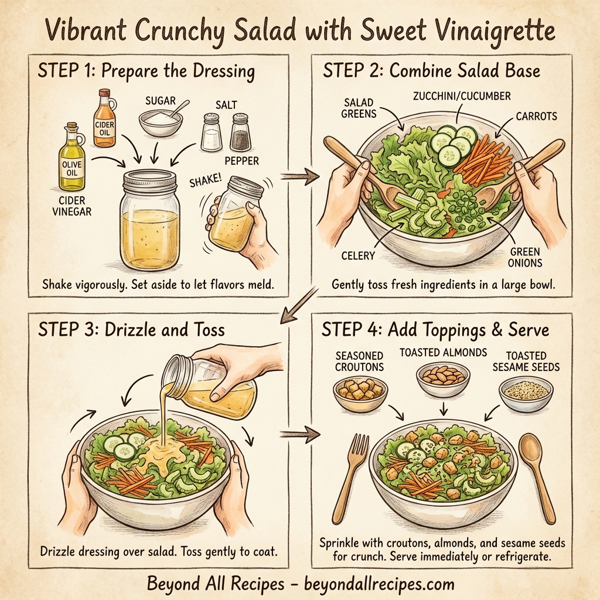Vibrant Crunchy Salad with Sweet Vinaigrette instructions