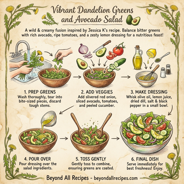 Vibrant Dandelion Greens and Avocado Salad instructions