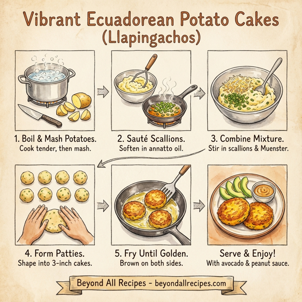 Vibrant Ecuadorean Potato Cakes (Llapingachos) instructions
