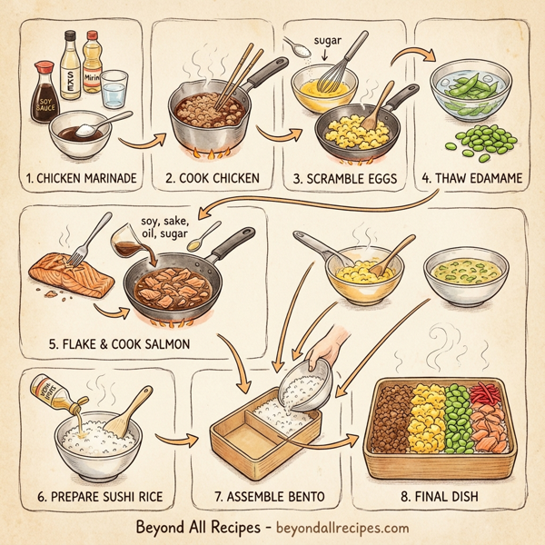 Vibrant Five-Color Sushi Rice Bento Box instructions