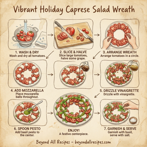 Vibrant Holiday Caprese Salad Wreath instructions