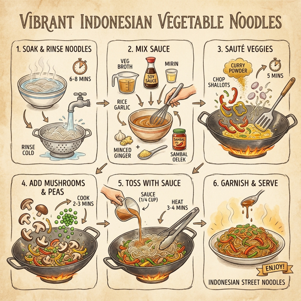 Vibrant Indonesian Vegetable Noodles instructions