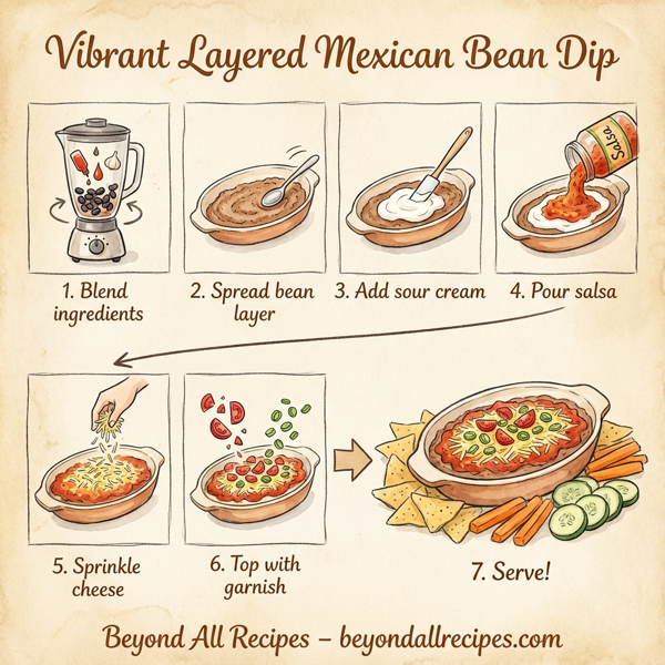 Vibrant Layered Mexican Bean Dip instructions