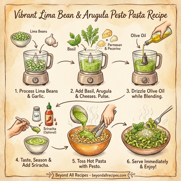 Vibrant Lima Bean & Arugula Pesto Pasta instructions