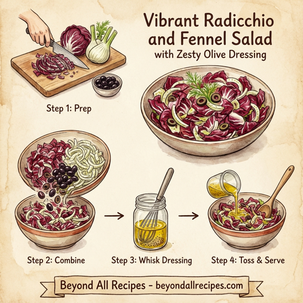 Vibrant Radicchio and Fennel Salad with Zesty Olive Dressing instructions