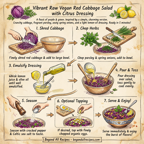 Vibrant Raw Vegan Red Cabbage Salad with Citrus Dressing instructions