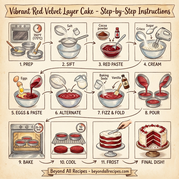 Vibrant Red Velvet Layer Cake instructions