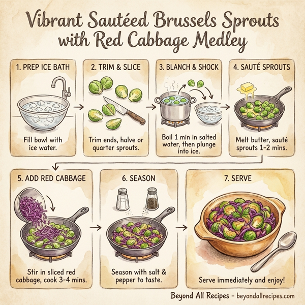 Vibrant Sautéed Brussels Sprouts with Red Cabbage Medley instructions