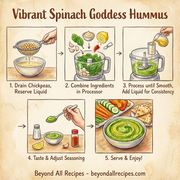 Vibrant Spinach Goddess Hummus instructions