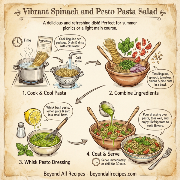 Vibrant Spinach and Pesto Pasta Salad instructions