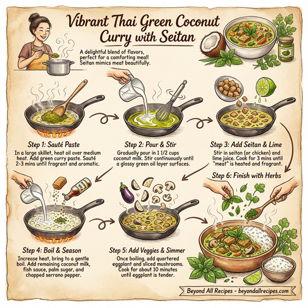 Vibrant Thai Green Coconut Curry with Seitan instructions