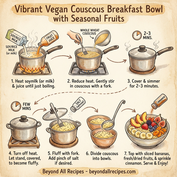 Vibrant Vegan Couscous Breakfast Bowl with Seasonal Fruits instructions