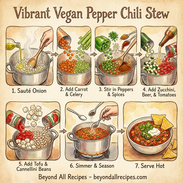 Vibrant Vegan Pepper Chili Stew instructions