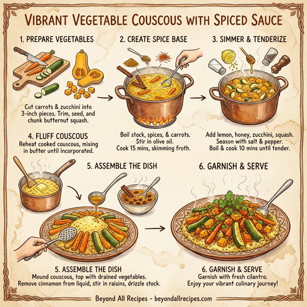 Vibrant Vegetable Couscous with Spiced Sauce instructions