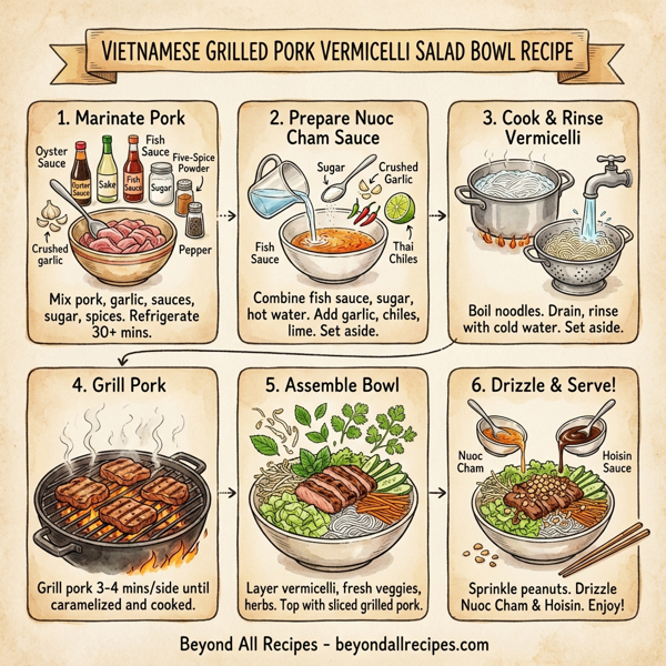 Vietnamese Grilled Pork Vermicelli Salad Bowl instructions