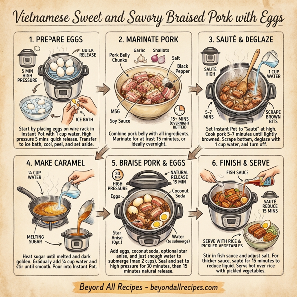 Vietnamese Sweet and Savory Braised Pork with Eggs instructions