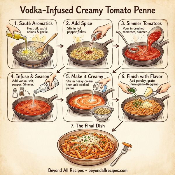 Vodka-Infused Creamy Tomato Penne instructions