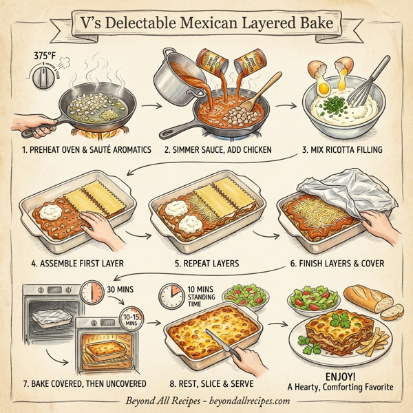 V's Delectable Mexican Layered Bake instructions