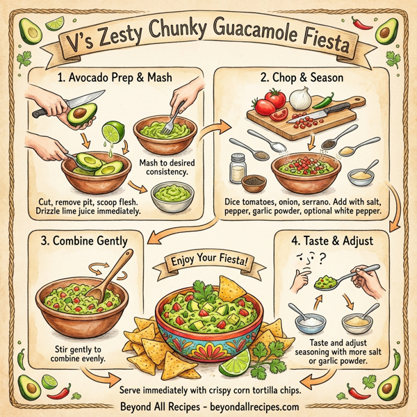 V's Zesty Chunky Guacamole Fiesta instructions