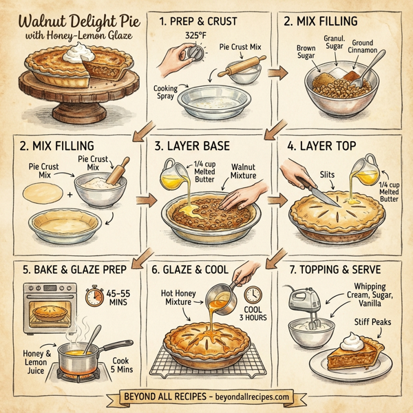 Walnut Delight Pie with Honey-Lemon Glaze instructions