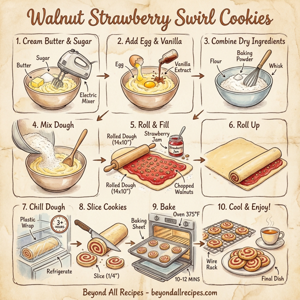 Walnut Strawberry Swirl Cookies instructions