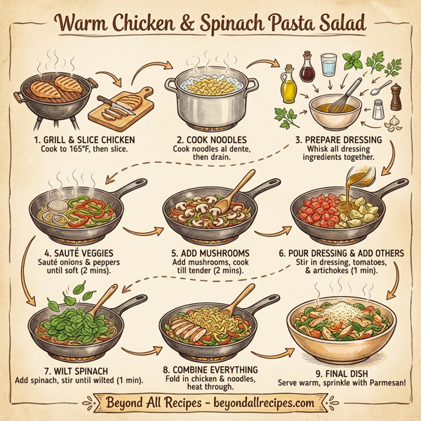 Warm Chicken & Spinach Pasta Salad instructions