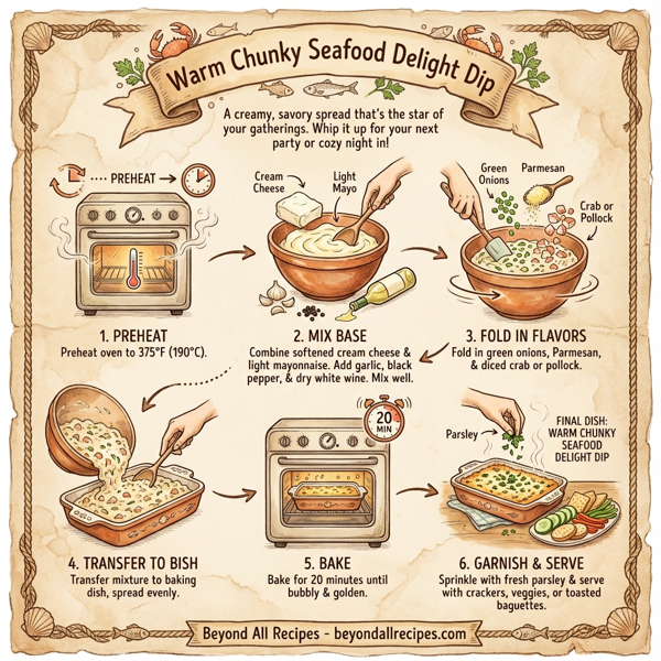 Warm Chunky Seafood Delight Dip instructions