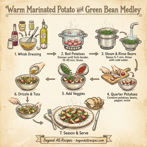 Warm Marinated Potato and Green Bean Medley instructions