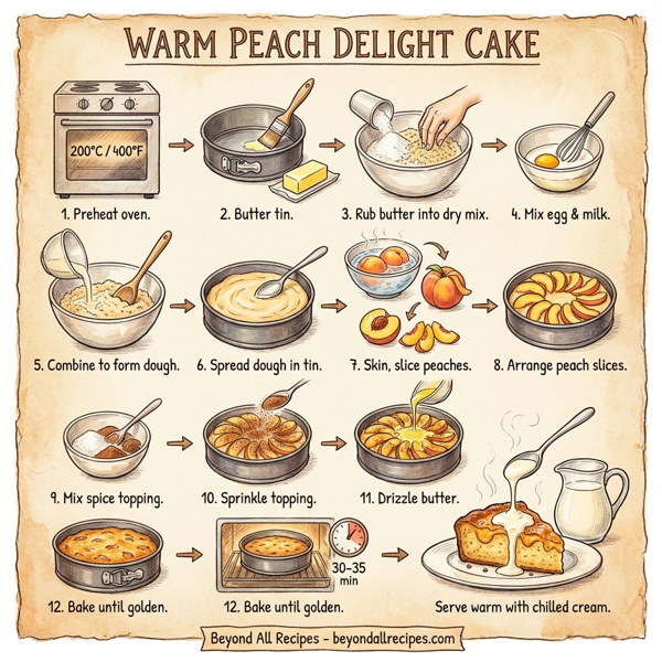 Warm Peach Delight Cake instructions