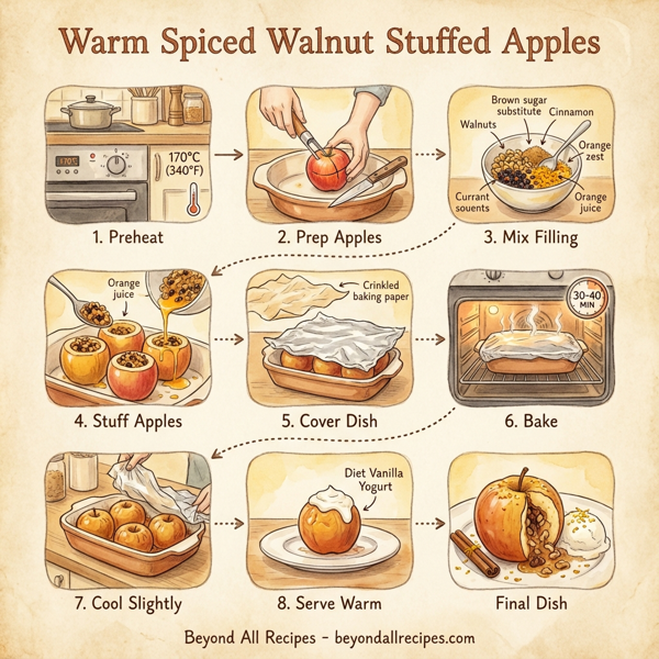 Warm Spiced Walnut Stuffed Apples instructions