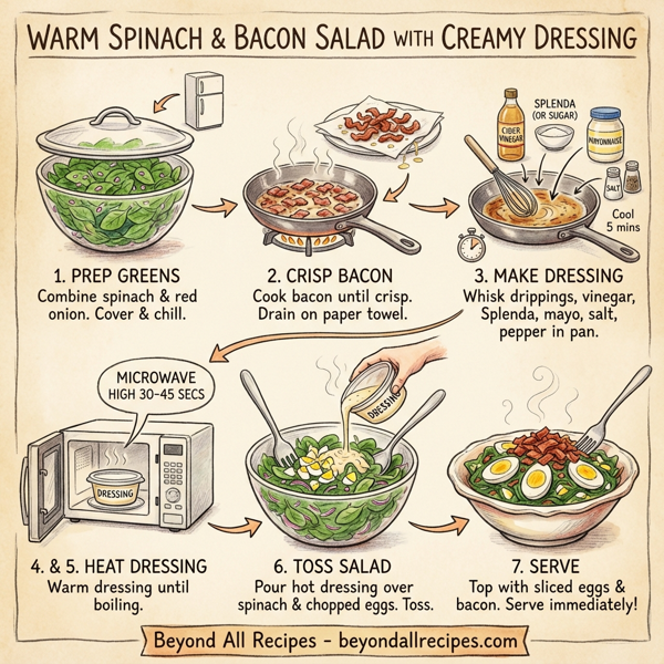Warm Spinach and Bacon Salad with Creamy Dressing instructions