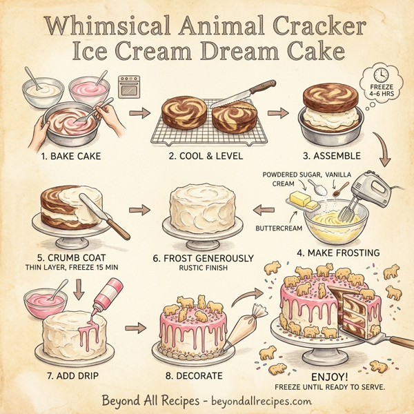 Whimsical Animal Cracker Ice Cream Dream Cake instructions