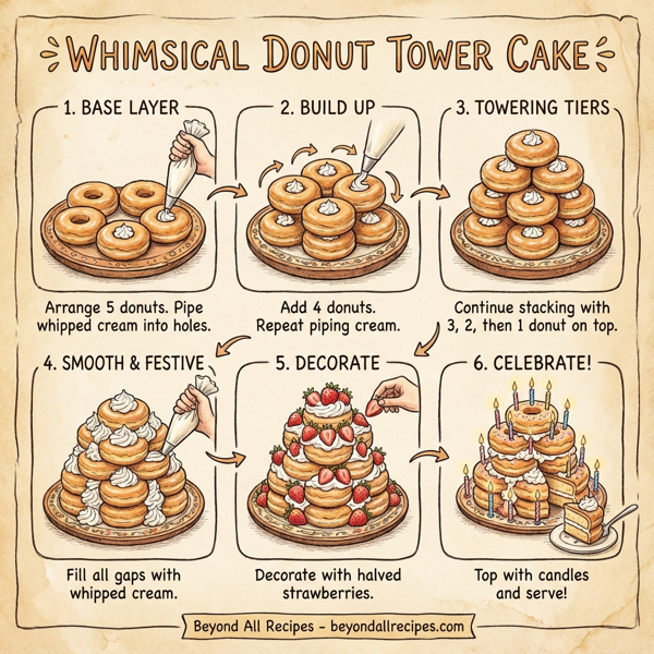 Whimsical Donut Tower Cake instructions