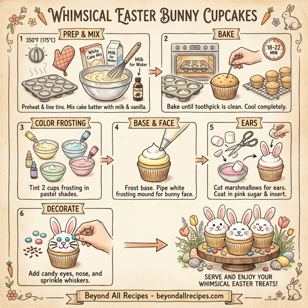 Whimsical Easter Bunny Cupcakes instructions