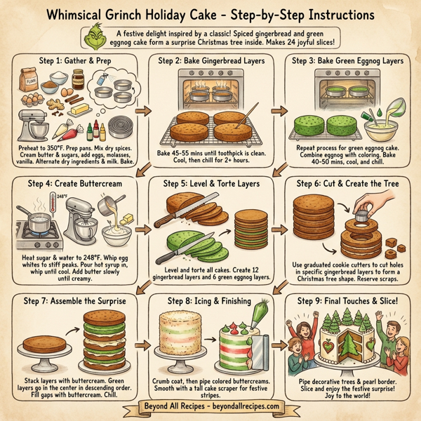 Whimsical Grinch Holiday Cake instructions