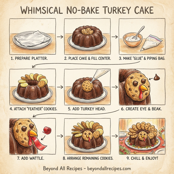 Whimsical No-Bake Turkey Cake instructions