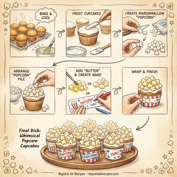 Whimsical Popcorn Cupcakes instructions