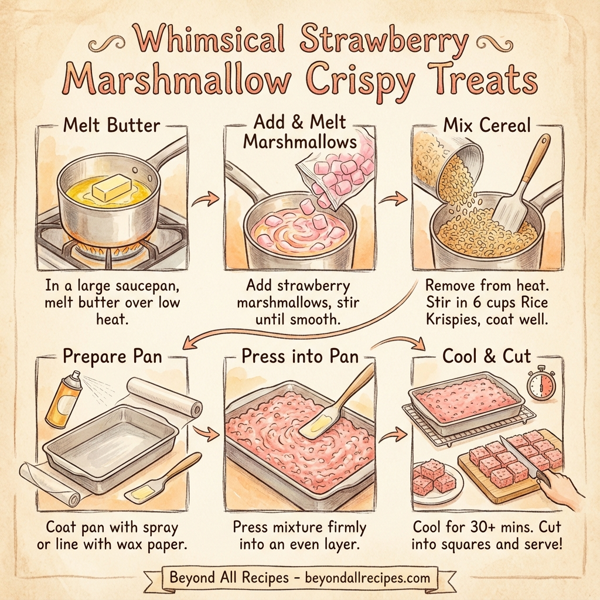 Whimsical Strawberry Marshmallow Crispy Treats instructions