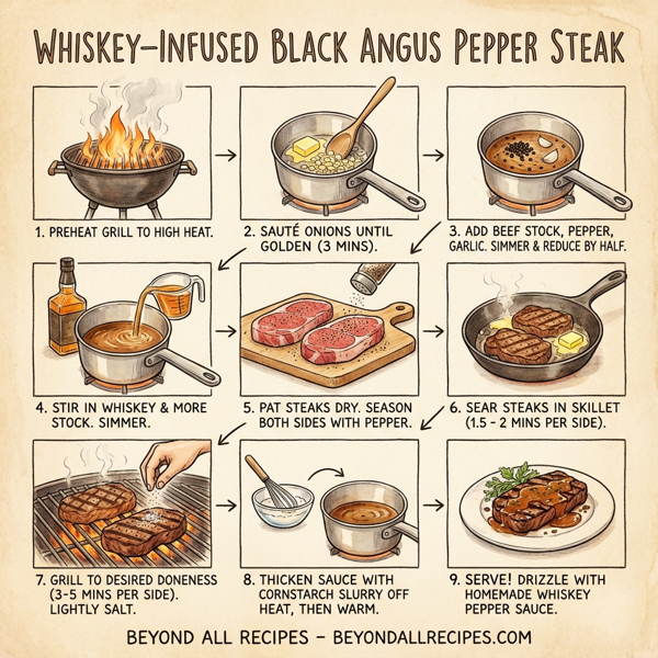 Whiskey-Infused Black Angus Pepper Steak instructions