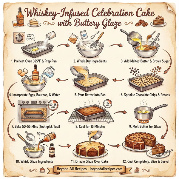 Whiskey-Infused Celebration Cake with Buttery Glaze instructions
