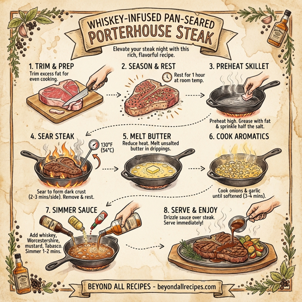 Whiskey-Infused Pan-Seared Porterhouse Steak instructions