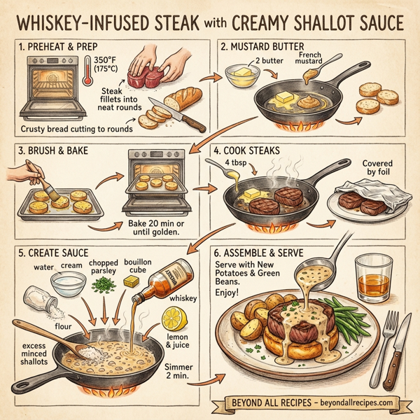 Whiskey-Infused Steak with Creamy Shallot Sauce instructions