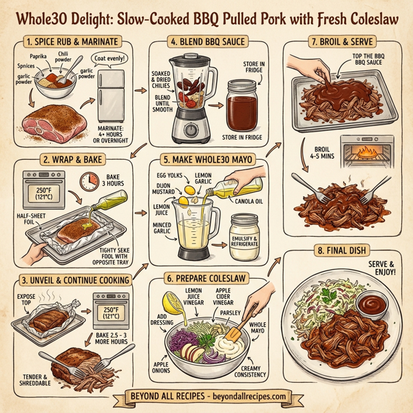 Whole30 Delight: Slow-Cooked BBQ Pulled Pork with Fresh Coleslaw instructions