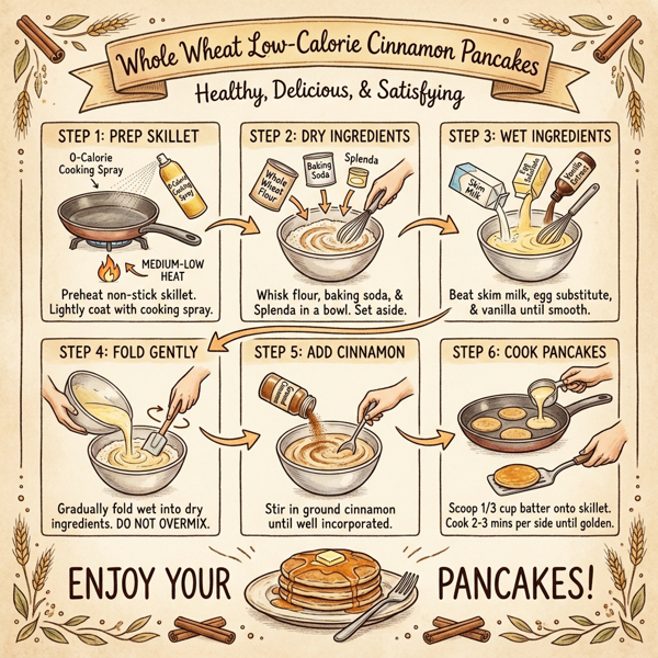 Whole Wheat Low-Calorie Cinnamon Pancakes instructions