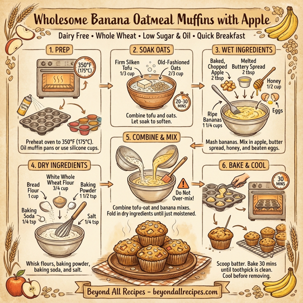 Wholesome Banana Oatmeal Muffins with Apple instructions