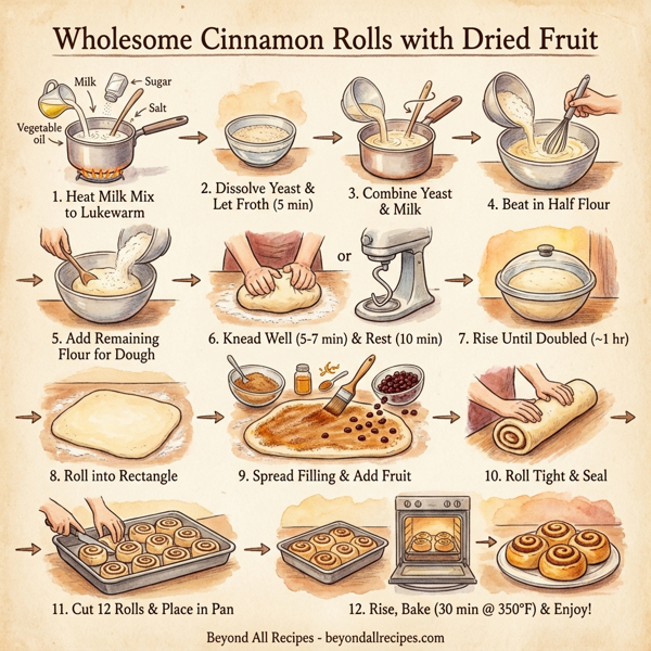 Wholesome Cinnamon Rolls with Dried Fruit instructions