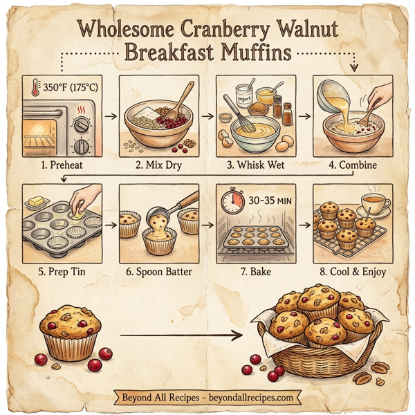 Wholesome Cranberry Walnut Breakfast Muffins instructions