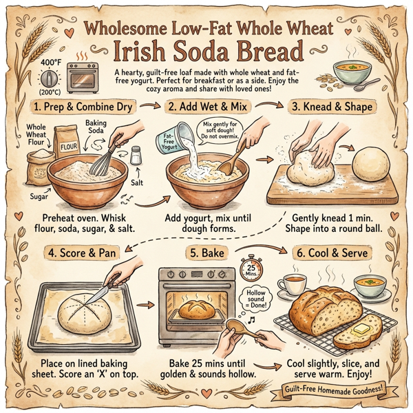 Wholesome Low-Fat Whole Wheat Irish Soda Bread instructions