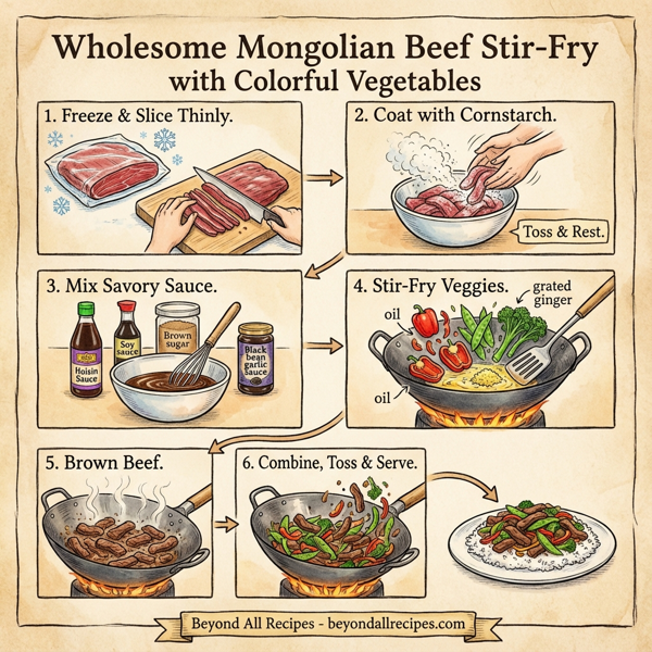 Wholesome Mongolian Beef Stir-Fry with Colorful Vegetables instructions